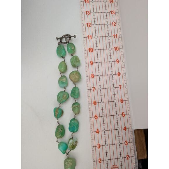 Large Turquoise Sterling Silver Linked Necklace with Big Toggle Clasp 18.5" - Picture 4 of 6